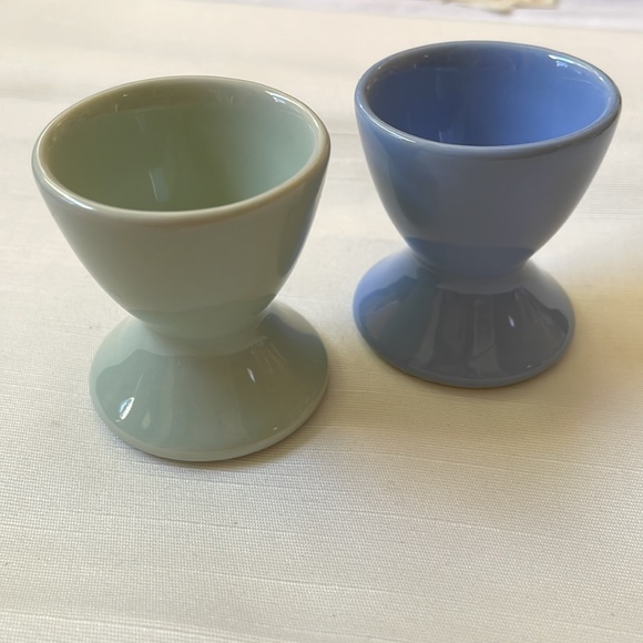 Set of 2 pastel blue mint color Egg Cups porcelain - Picture 4 of 6